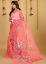 Pure Organza Pink Party Wear Printed Saree